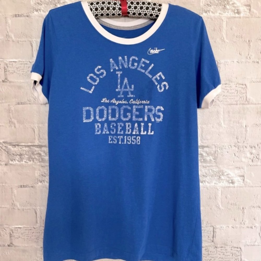 Distressed Dodgers Ringer T (Fitted)